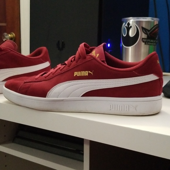 Puma Red Suede Classic+ Sneakers Size 11 - Picture 2 of 4